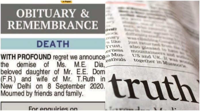 obituary, newspaper, death of media